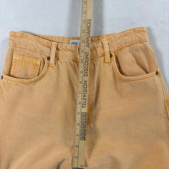 ZARA Wide Leg Jeans Orange Tag 28 High Rise Raw Hem Cropped Straight - Picture 7 of 8